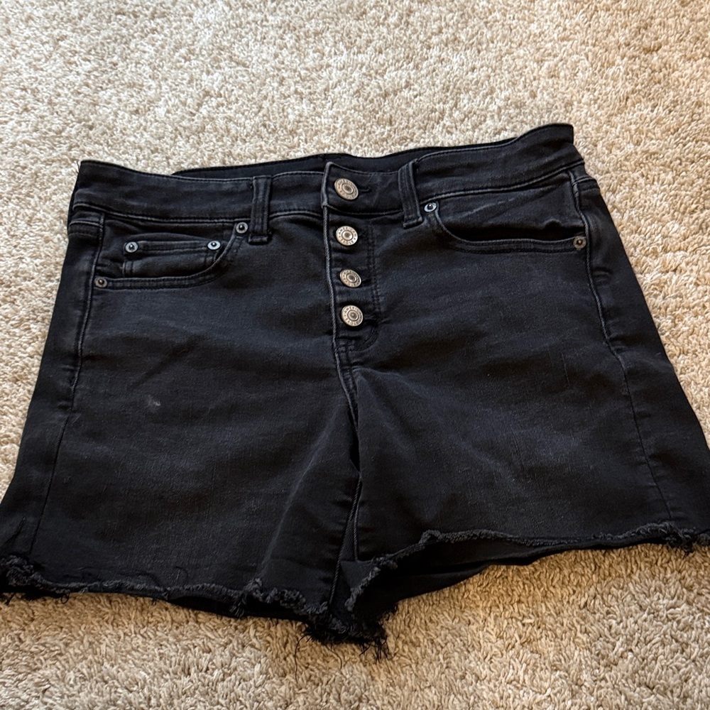 American Eagle Black Button-Up Women's Shorts